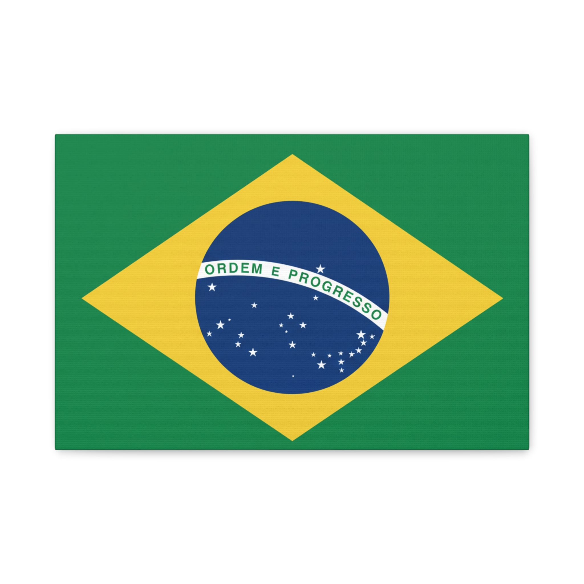 Brazil Flag Canvas Print — Matte Stretched Wall Art ("Ordem e Progresso")