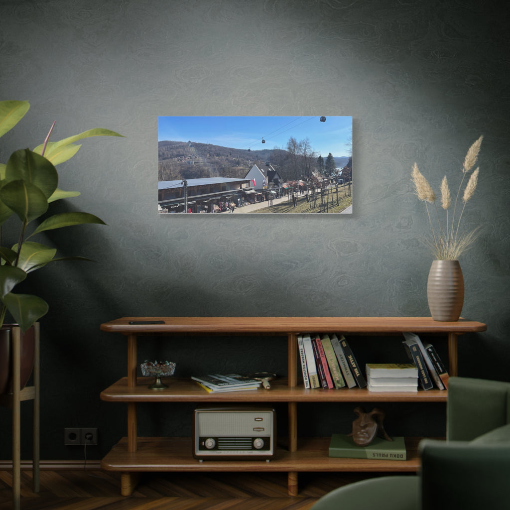 Resort Gondola Matte Canvas Wall Art — Mountain Village Landscape Print