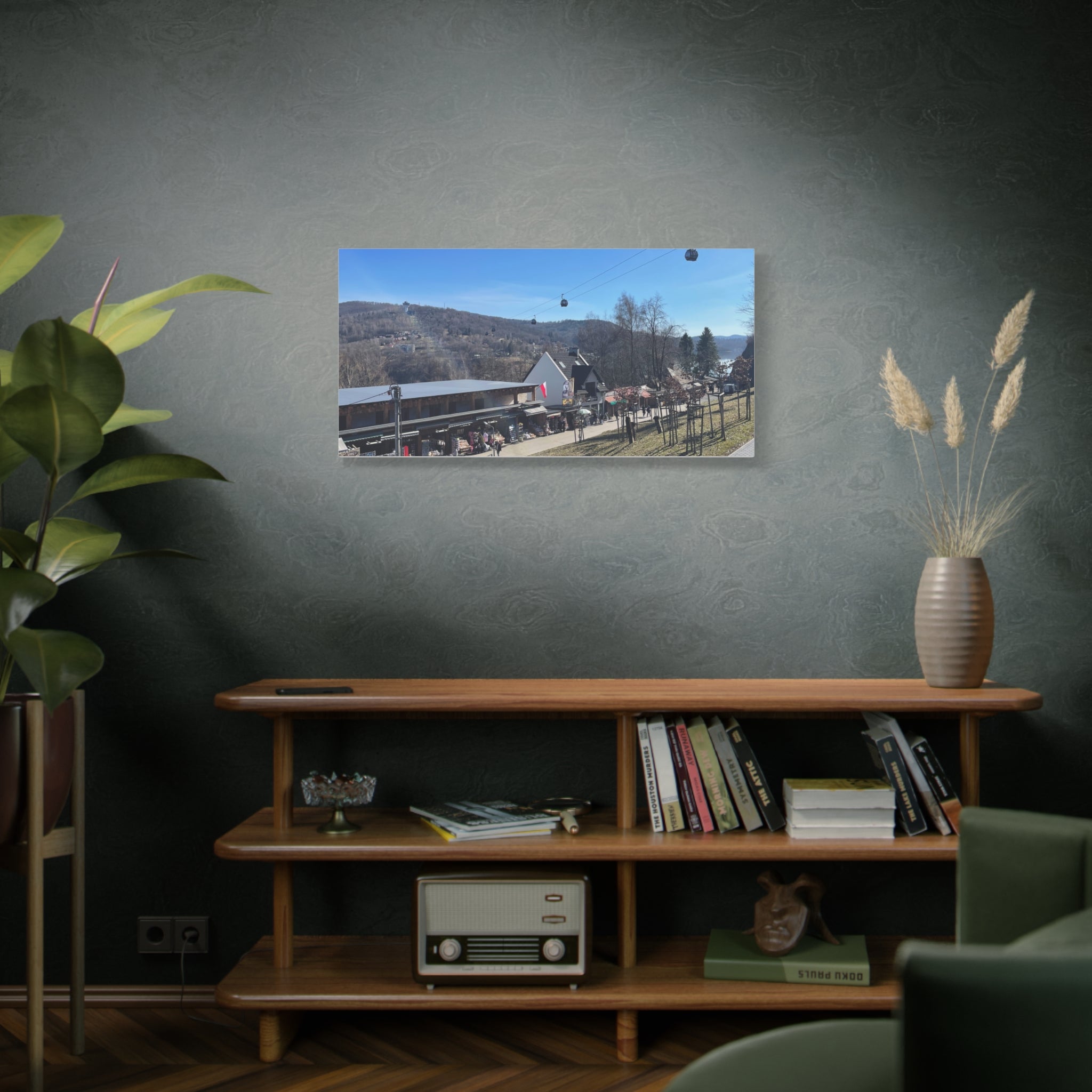 Resort Gondola Matte Canvas Wall Art — Mountain Village Landscape Print