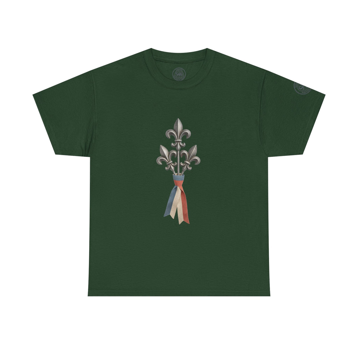 French Fleur-de-Lis T-Shirt — Heritage Ribbon Crest Tee — product image 8