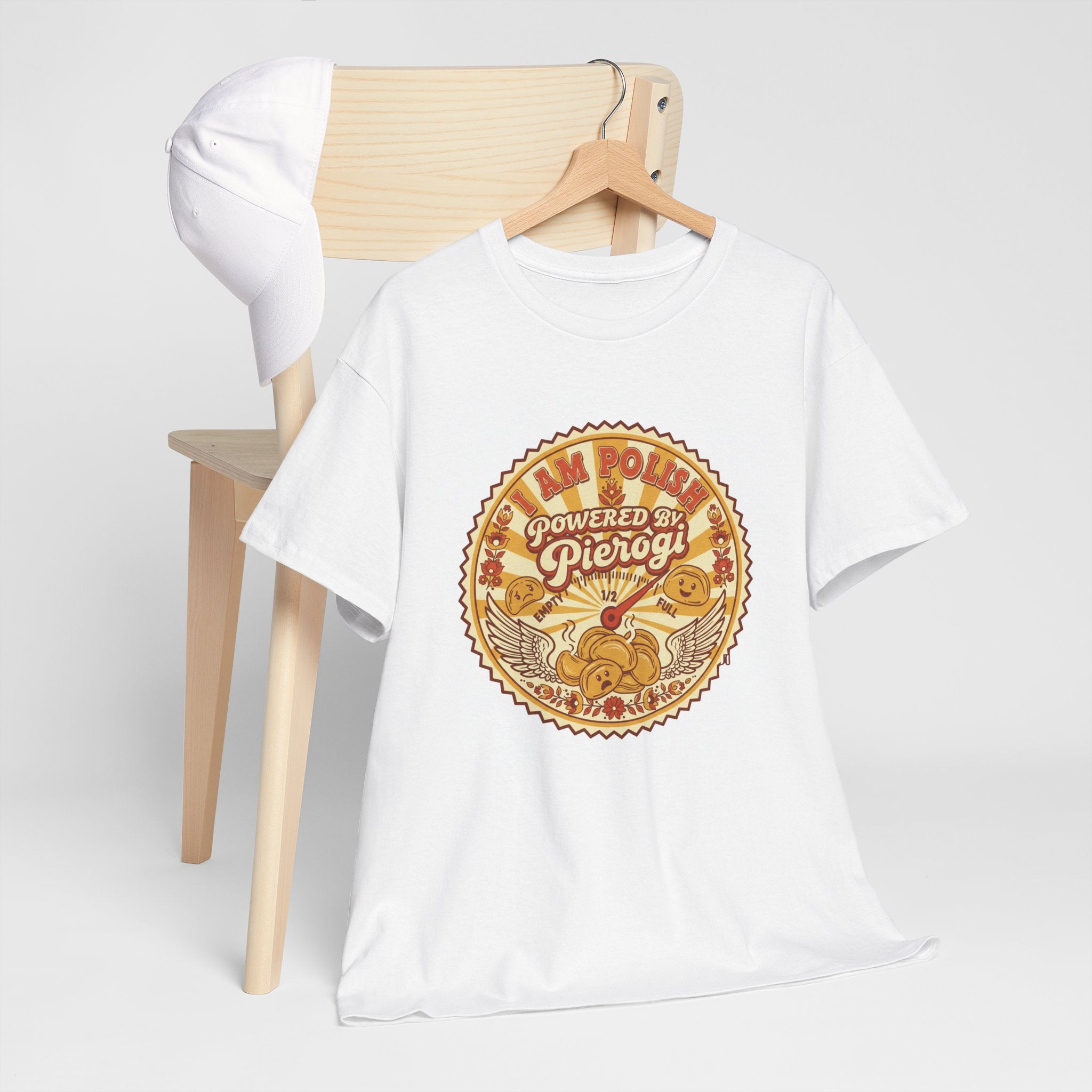 Pierogi Powered Tee — "All Power to Pierogi" Retro Food Lover T-Shirt