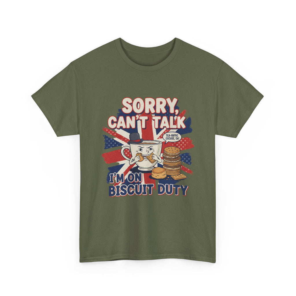 Biscuit Duty T‑Shirt - "Sorry Can't Talk, I'm On Biscuit Duty" British Tea & Biscuit Graphic Tee