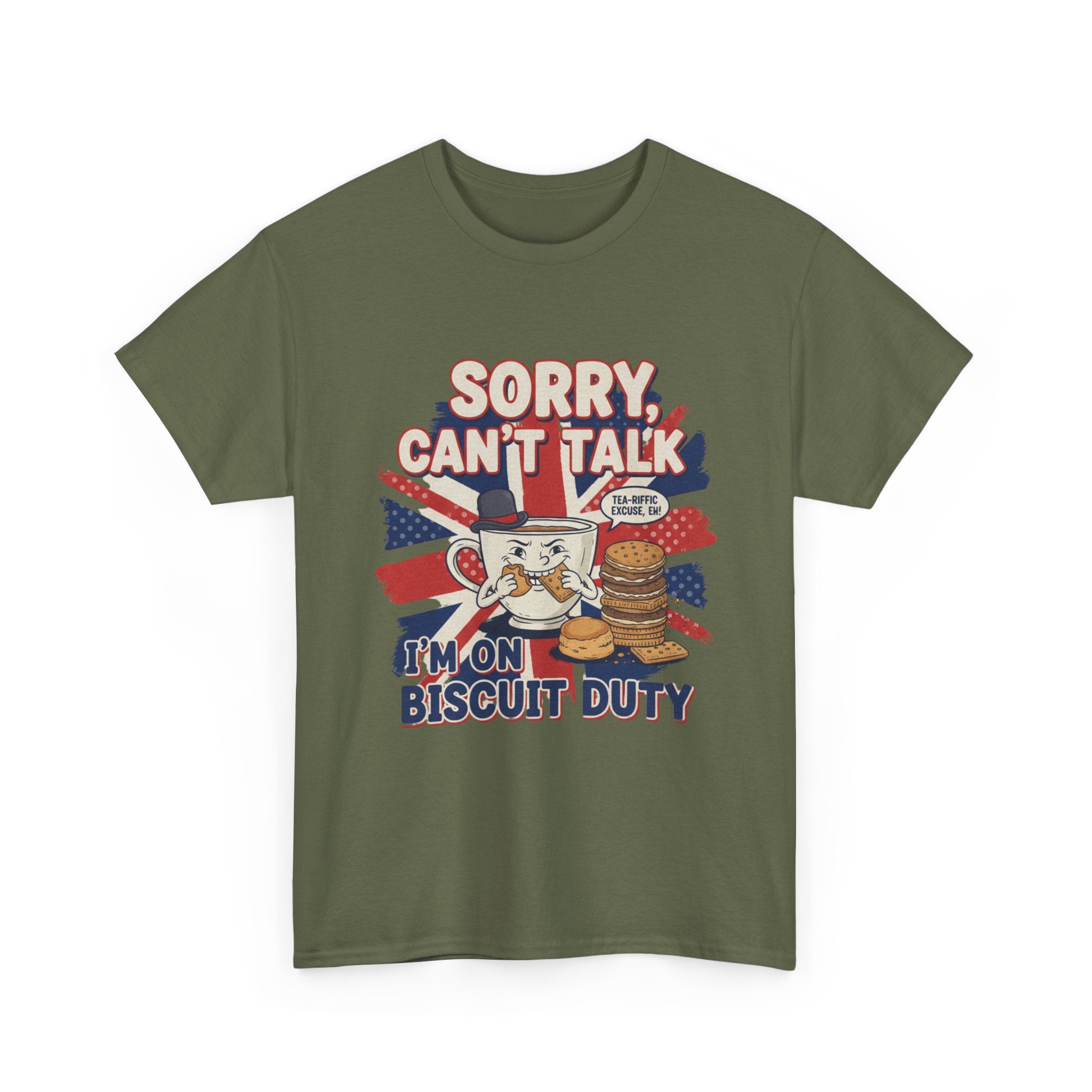Biscuit Duty T‑Shirt - "Sorry Can't Talk, I'm On Biscuit Duty" British Tea & Biscuit Graphic Tee