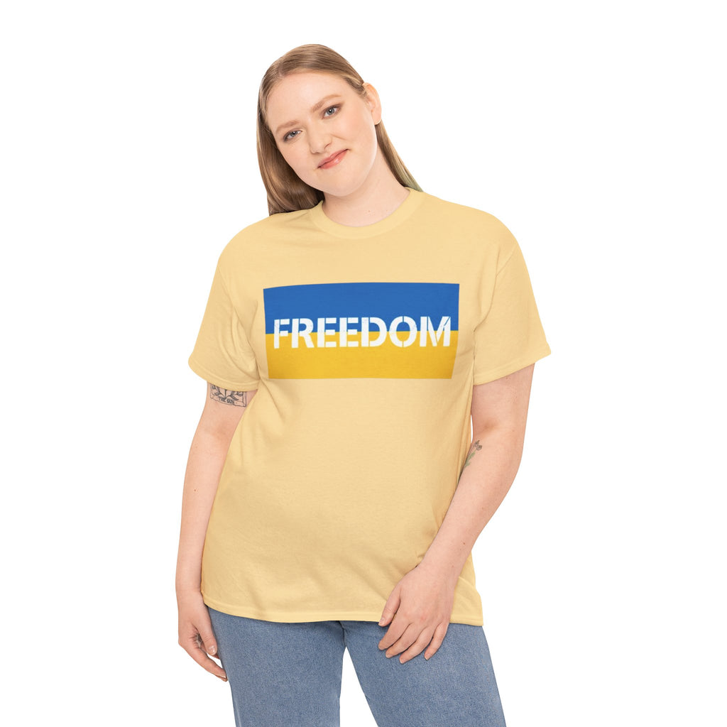 Freedom Flag T‑Shirt — Blue & Yellow Freedom Graphic Tee