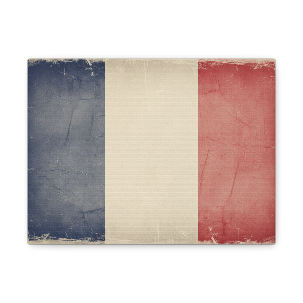 French Flag Vintage Canvas Print — Matte Stretched Wall Art