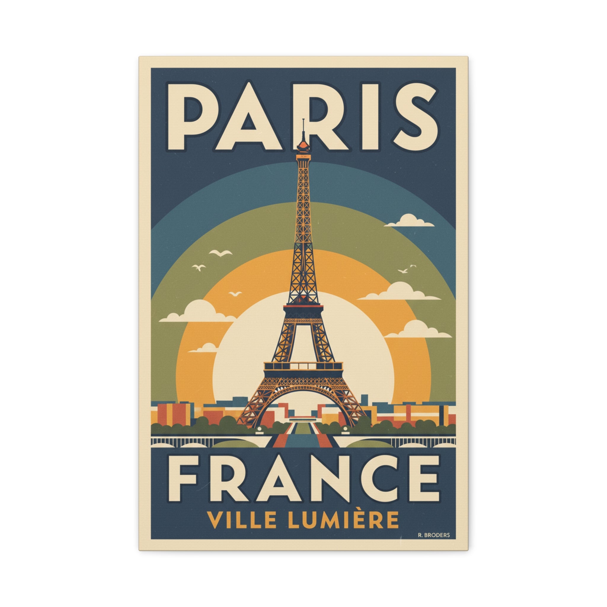 Paris France Eiffel Tower Vintage Poster Canvas