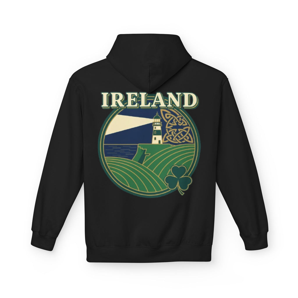 Ireland Lighthouse Hoodie — Celtic Shamrock Travel Sweatshirt