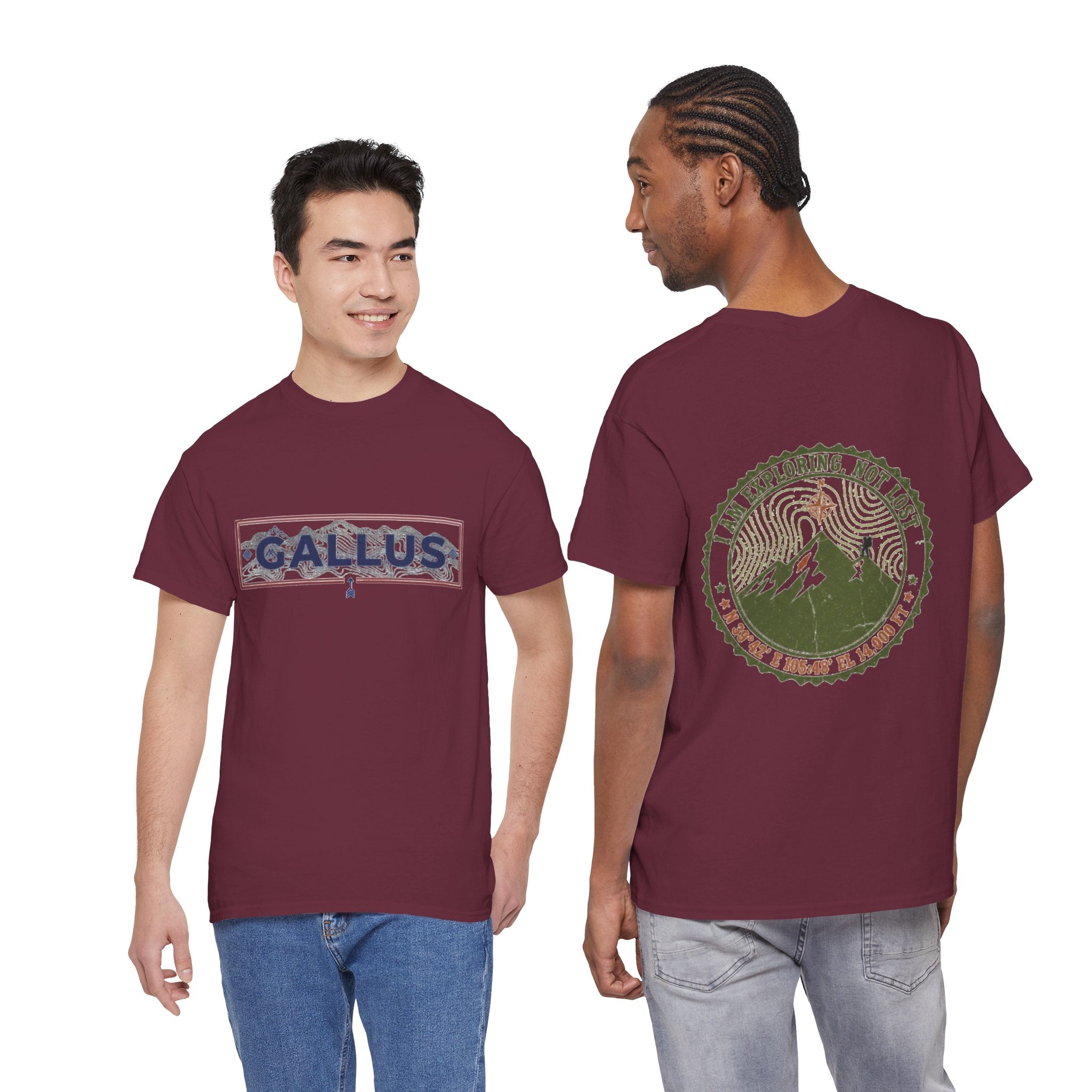 Adventure Logo Tee — "GALLUS" Mountain Badge Shirt (Exploring Not Lost)