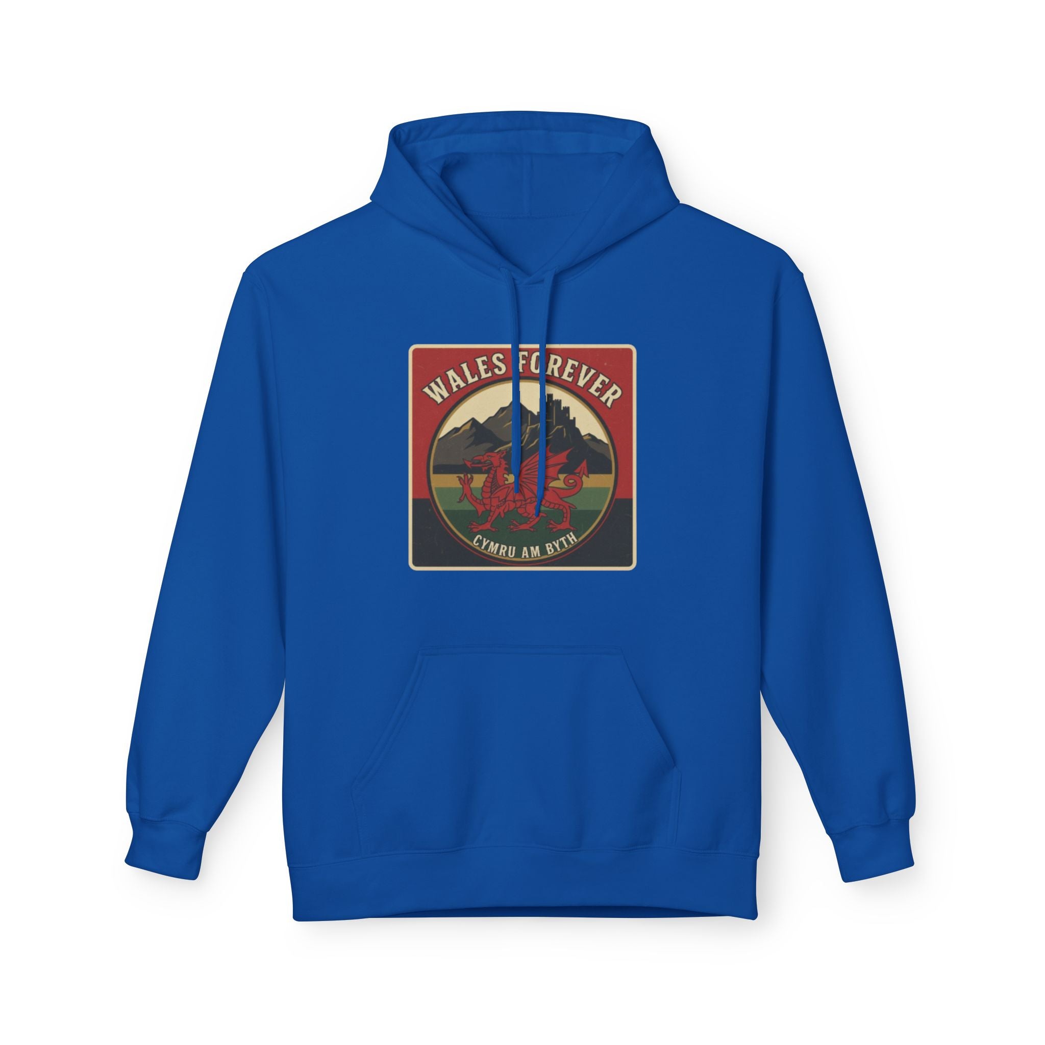Wales Forever Hoodie — Vintage Welsh Dragon Mountain Graphic