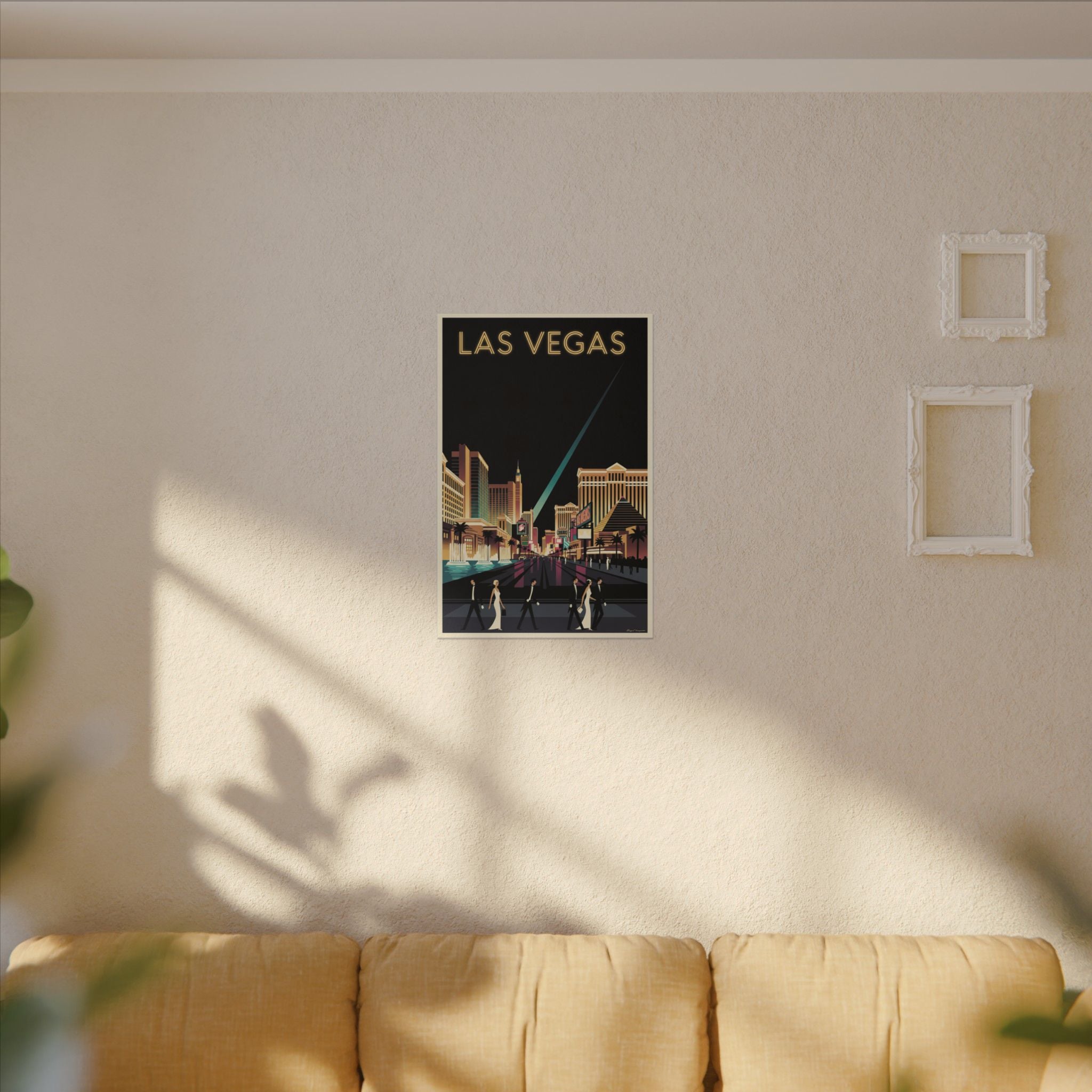 Las Vegas Retro Travel Canvas Print Vintage Night Strip Wall Art