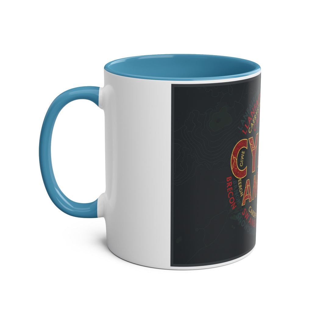 Cymru Am Byth Two-Tone 11oz Coffee Mug — Welsh Pride Map & Place Names