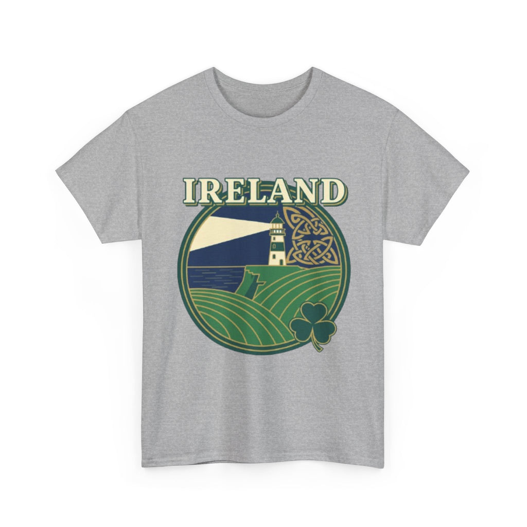 Ireland Scenic Tee — Celtic Lighthouse & Shamrock Graphic T-Shirt