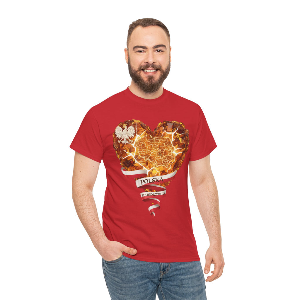 Polish Pride Heart Flame Tee | Polska Heritage T-Shirt