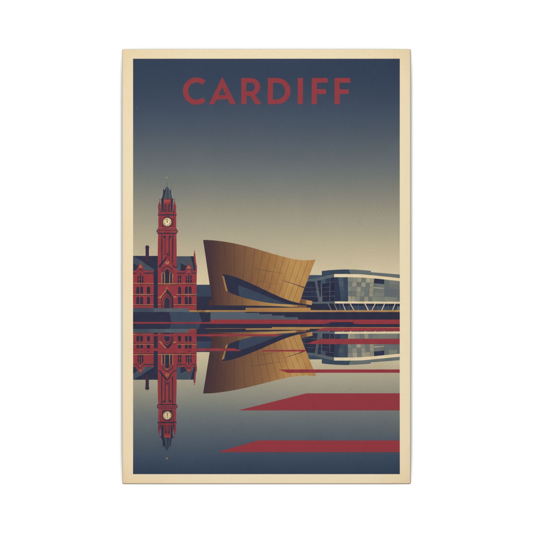 Cardiff Bay waterfront Matte Canvas Print Stretched Wall Art