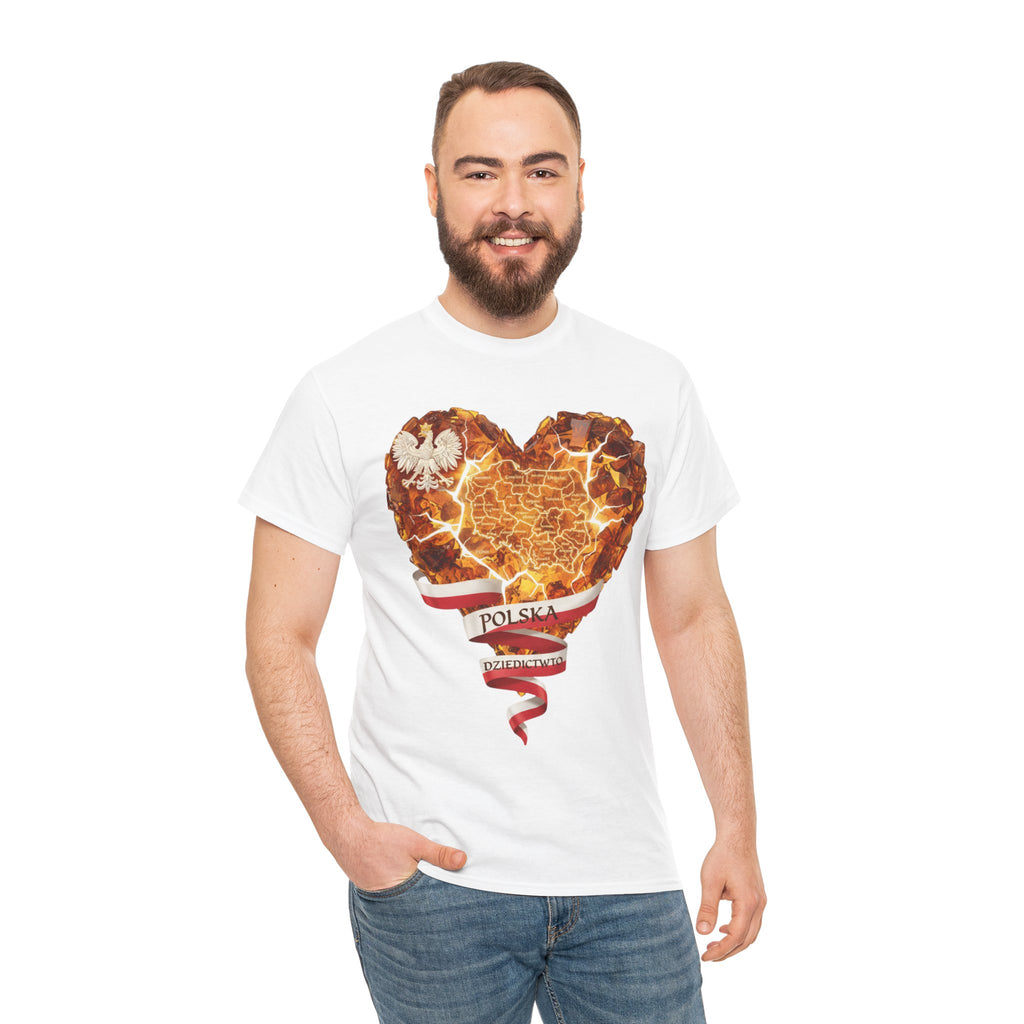 Polish Pride Heart Flame Tee | Polska Heritage T-Shirt