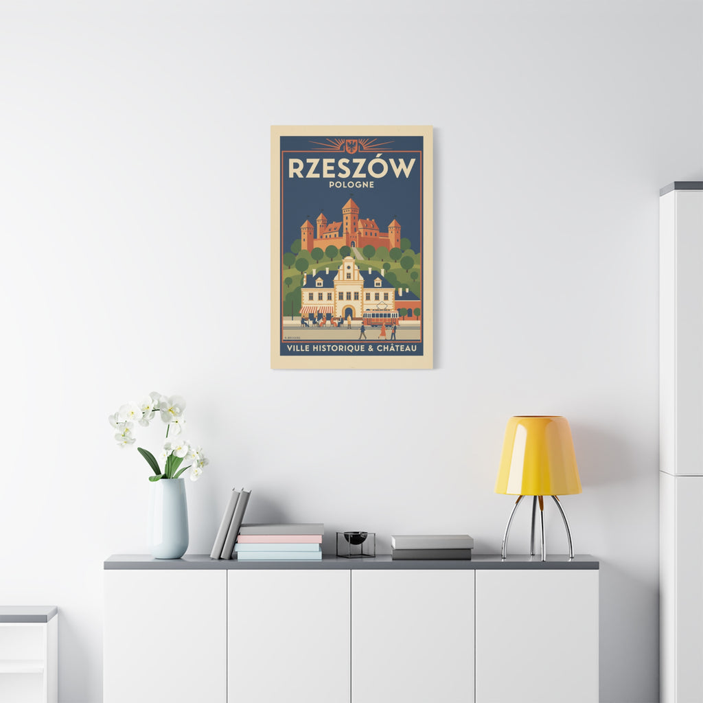 Rzeszów Vintage Travel Poster Canvas - Matte Stretched Wall Art