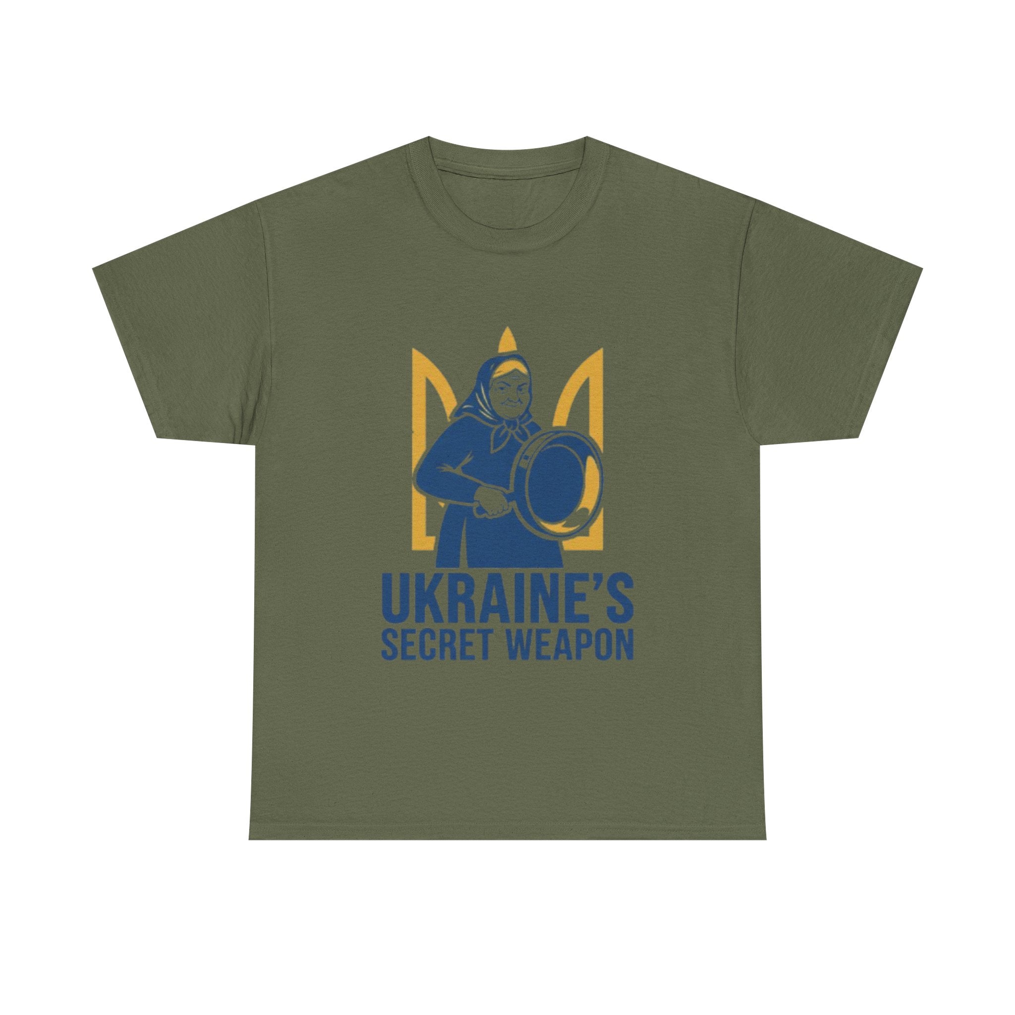 T-Shirt — "Ukraine's Secret Weapon" Grandma with Pot Design