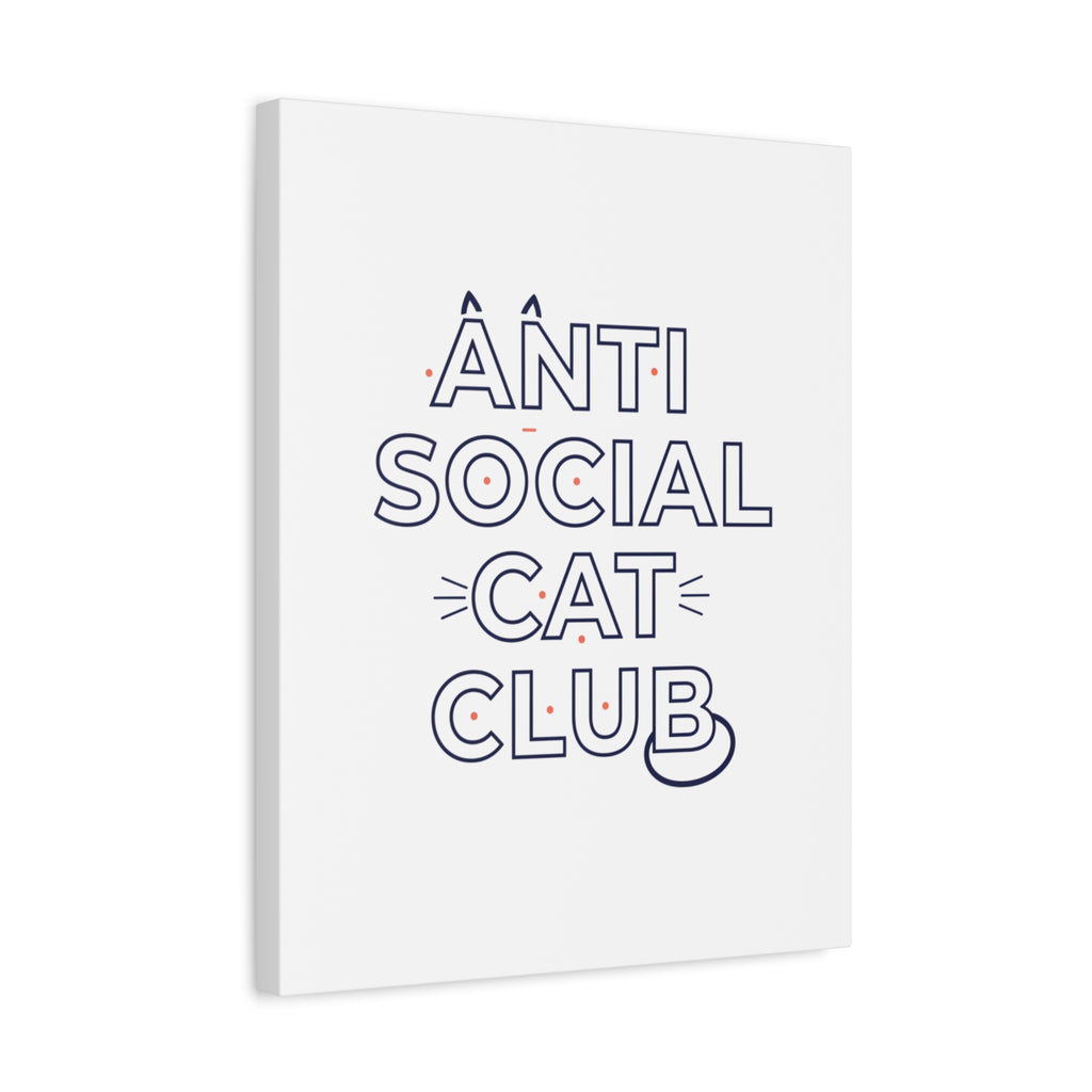 Anti Social Cat Club Canvas | Outline-Only Typography, Hollow Letter Art