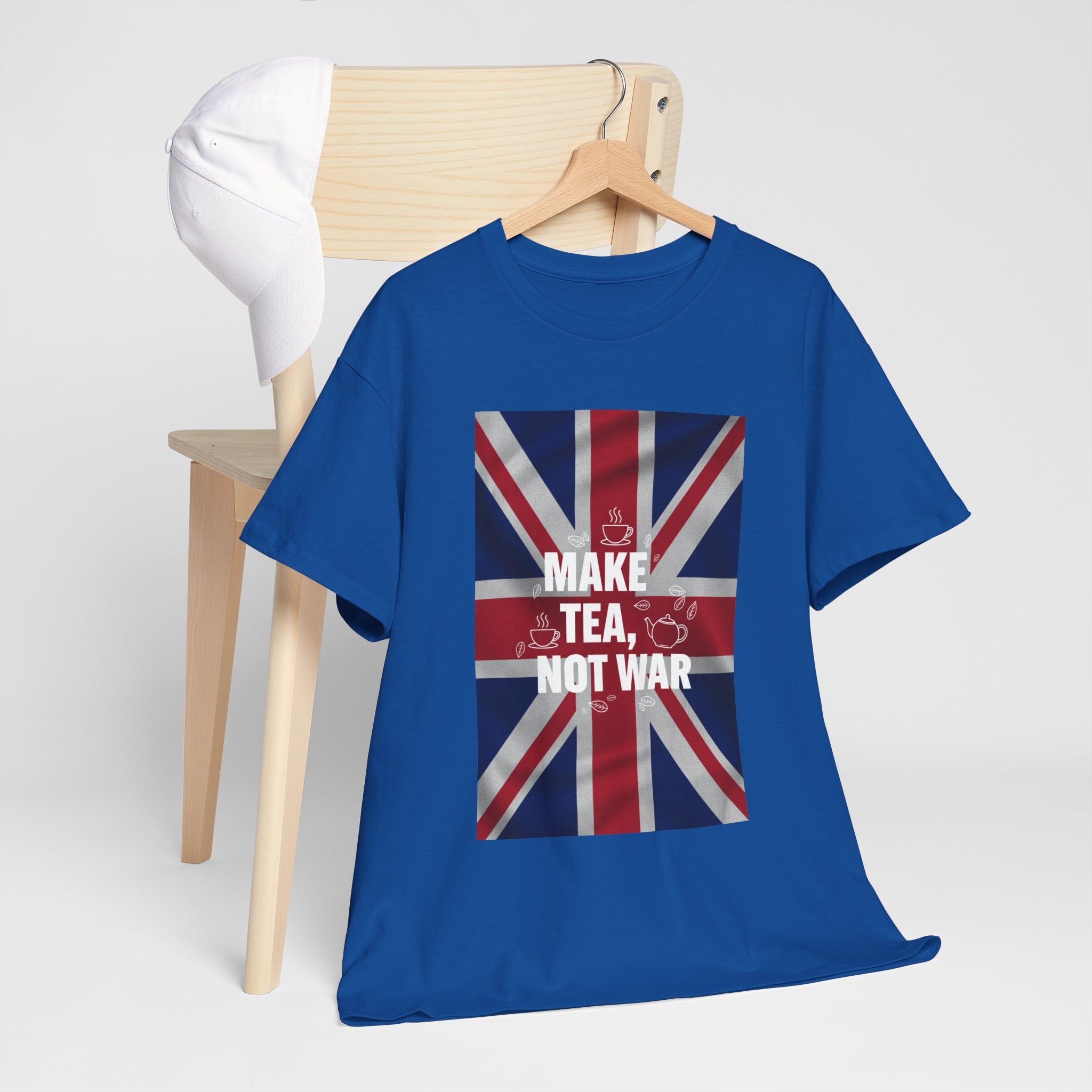Make Tea, Not War T-Shirt — British Flag Peace Tea Tee
