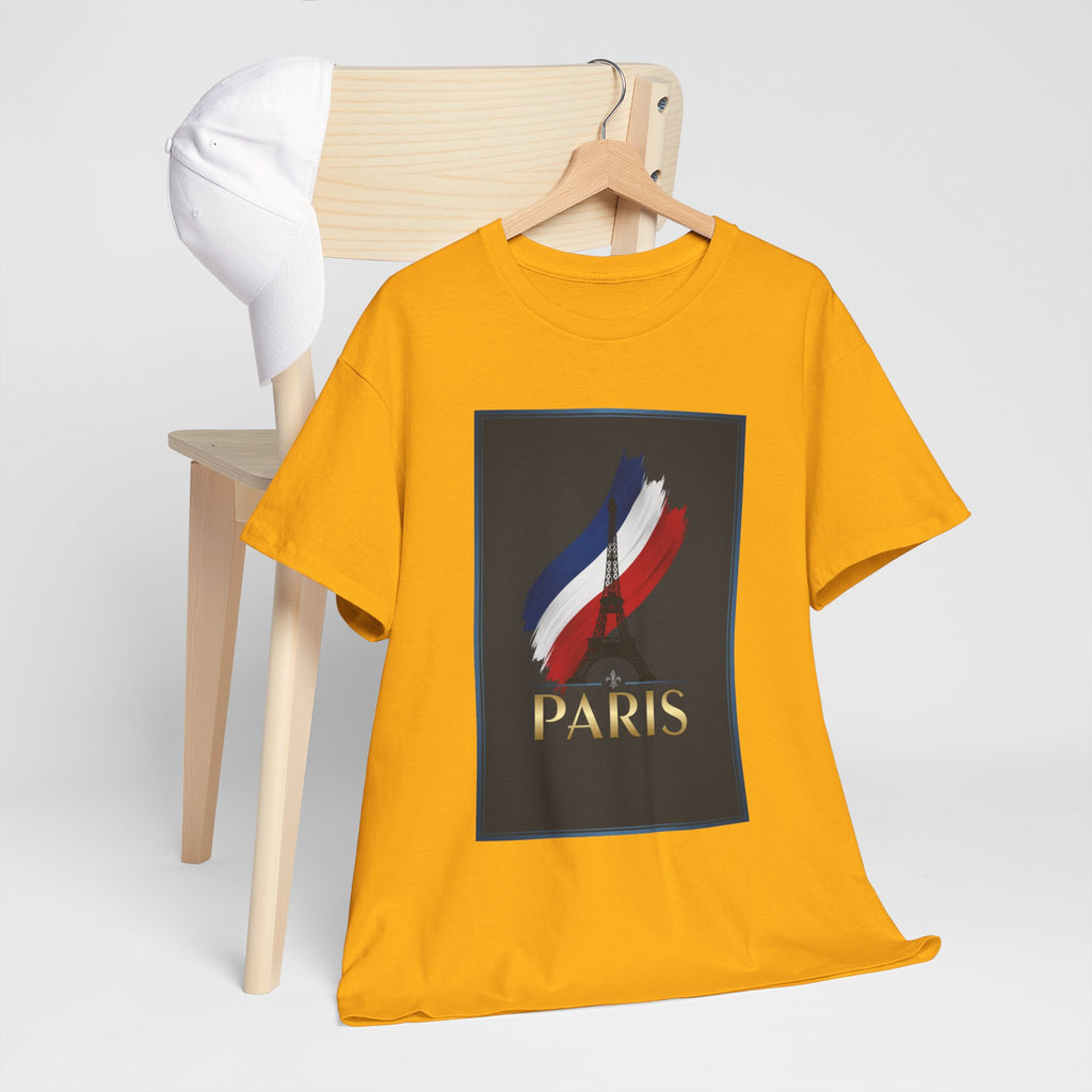 Paris Tricolor Graphic Tee — French Flag Brushstroke T-Shirt