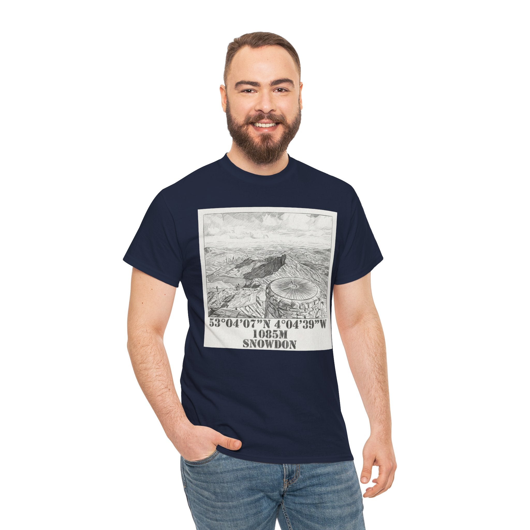 Snowdon Mountain Tee — Vintage Map Illustration with Coordinates