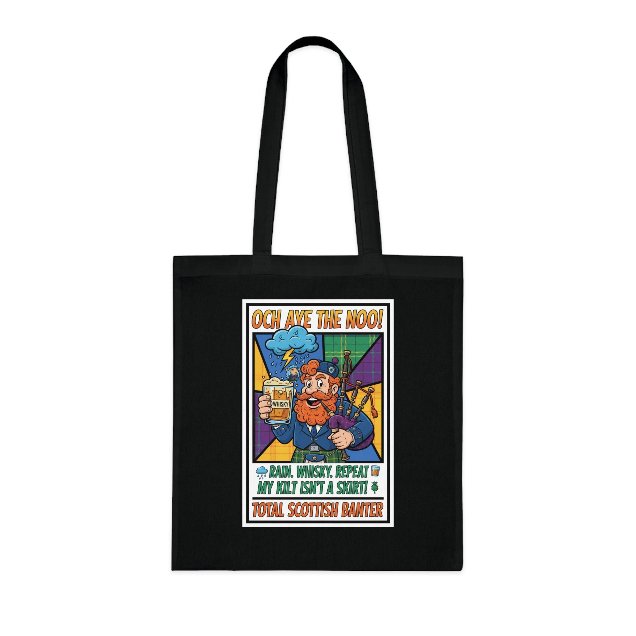 Tote Bag — "Och Aye The Noon!" Scottish Barber Cartoon Tote