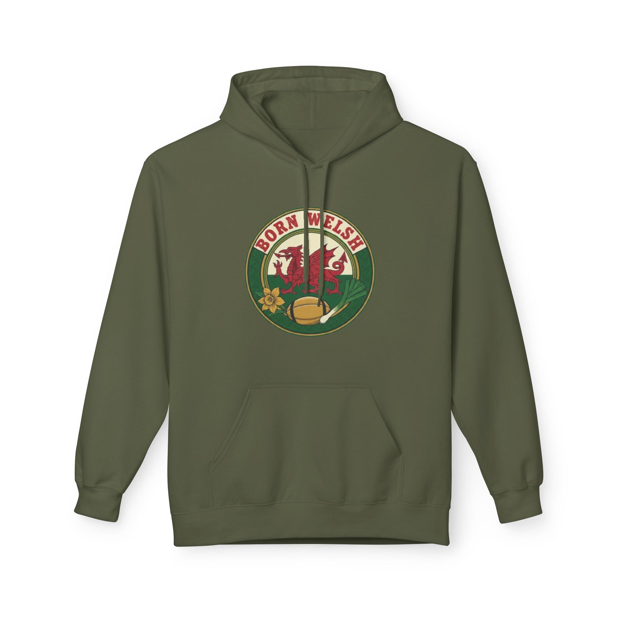 Born Welsh Hoodie — Vintage Welsh Dragon Rugby Crest Pullover