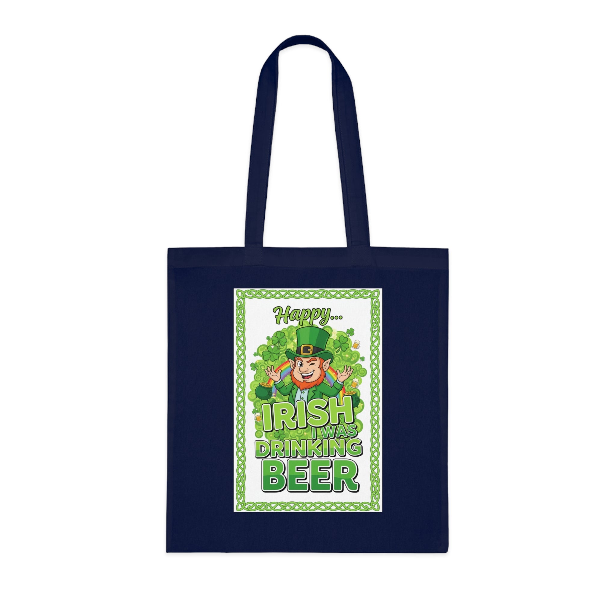 St. Patrick’s Day Irish Drinking Beer Cotton Tote - Leprechaun Shamrock Grocery Bag