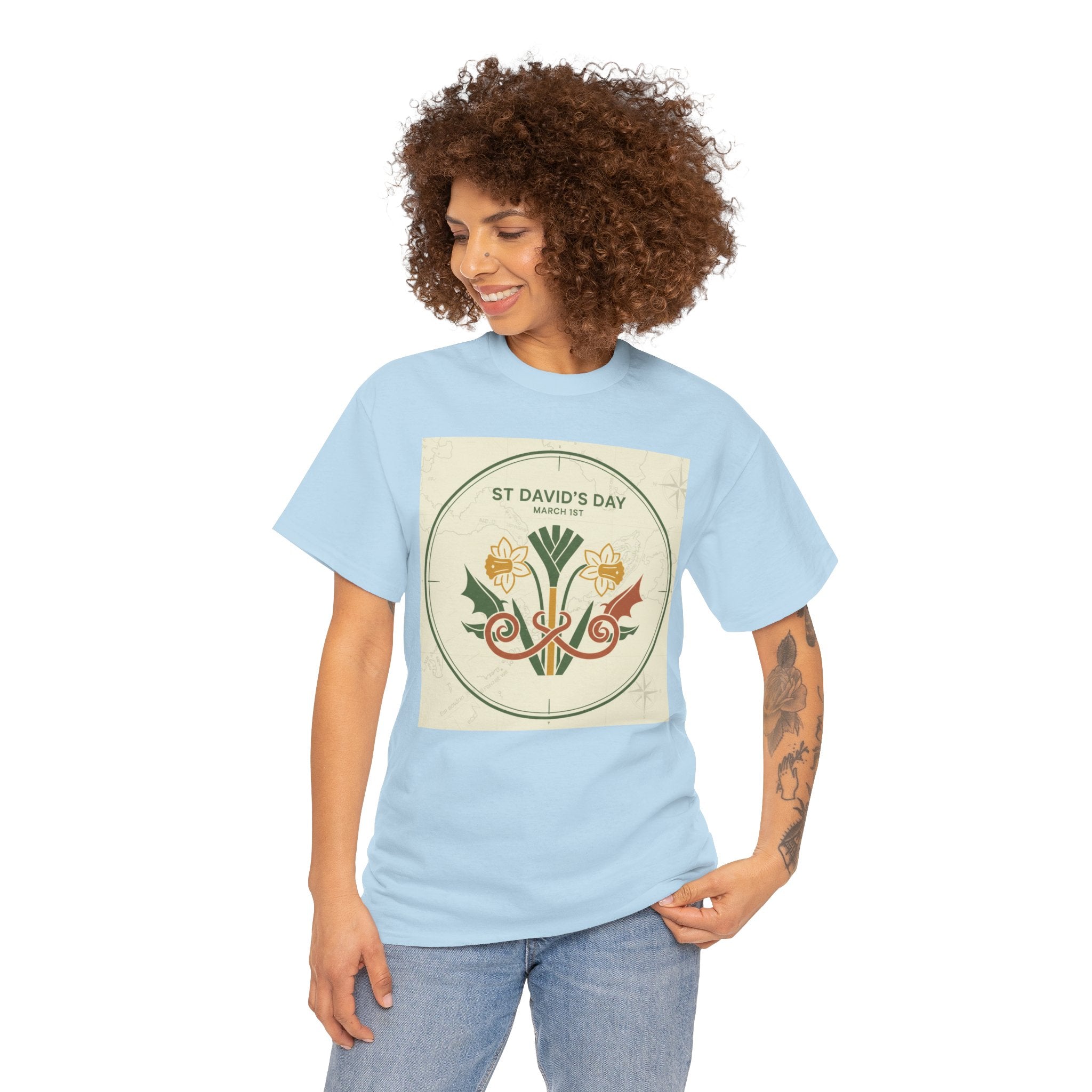 St. David's Day Floral Tee — Welsh Daffodil & Leek Celebration Shirt