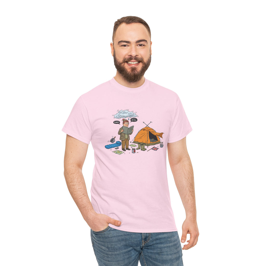 Retro Mountain Camping Graphic T-Shirt — Vintage Campfire Adventure Tee