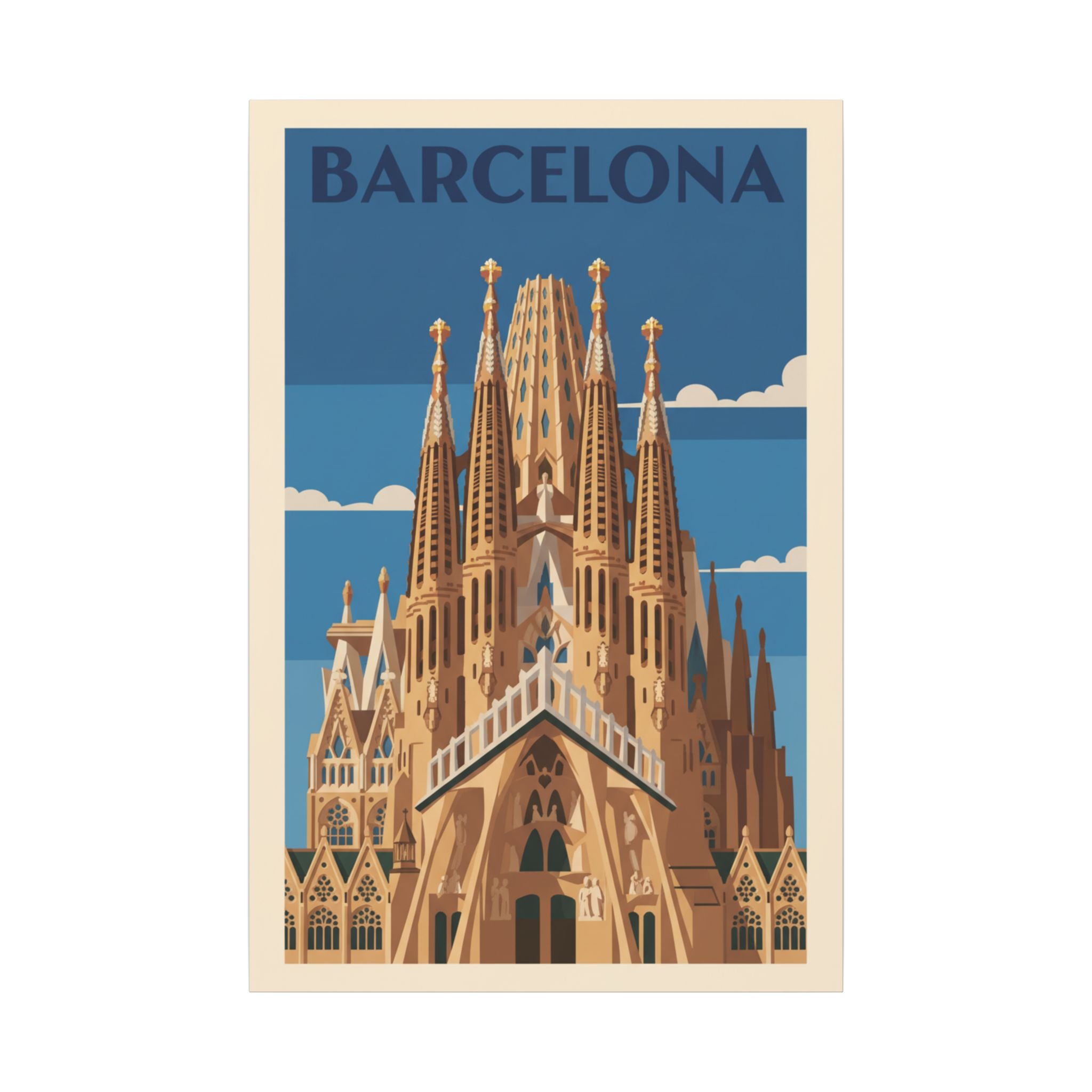 Barcelona Sagrada Familia Matte Canvas Print Stretched Travel Poster Wall Art
