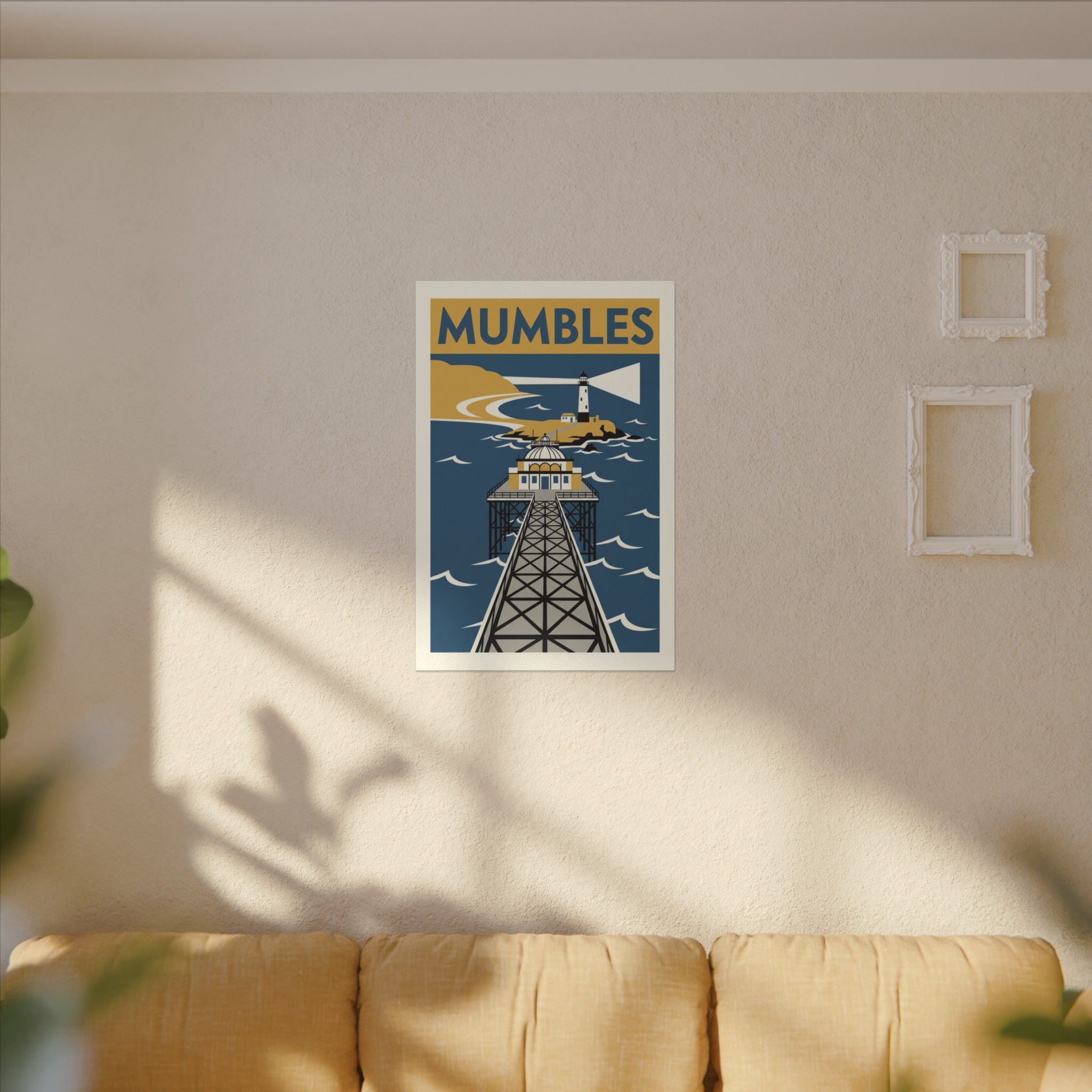 Mumbles Pier Lighthouse Vintage Travel Canvas