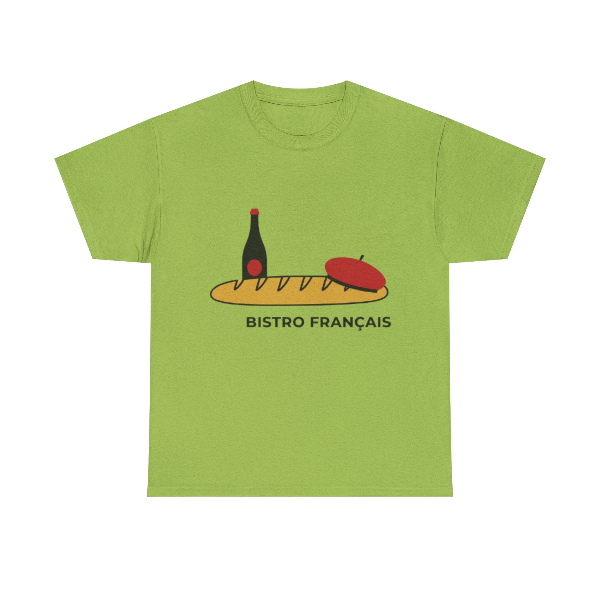 French Bistro Tee — 'Bistro Français' Bread, Wine & Beret Graphic Shirt