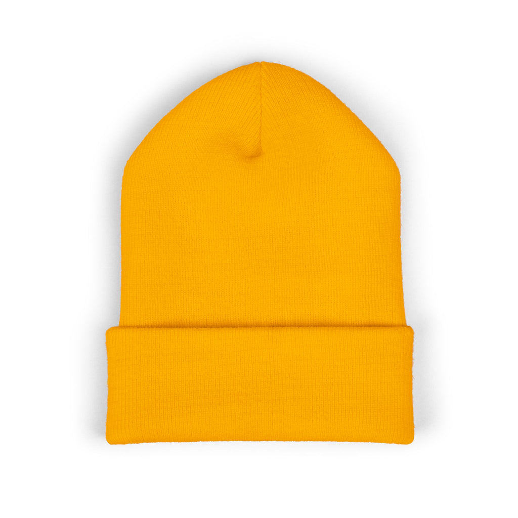 Embroidered 'GALLUS' Cuffed Beanie — Warm Yellow Knit Hat