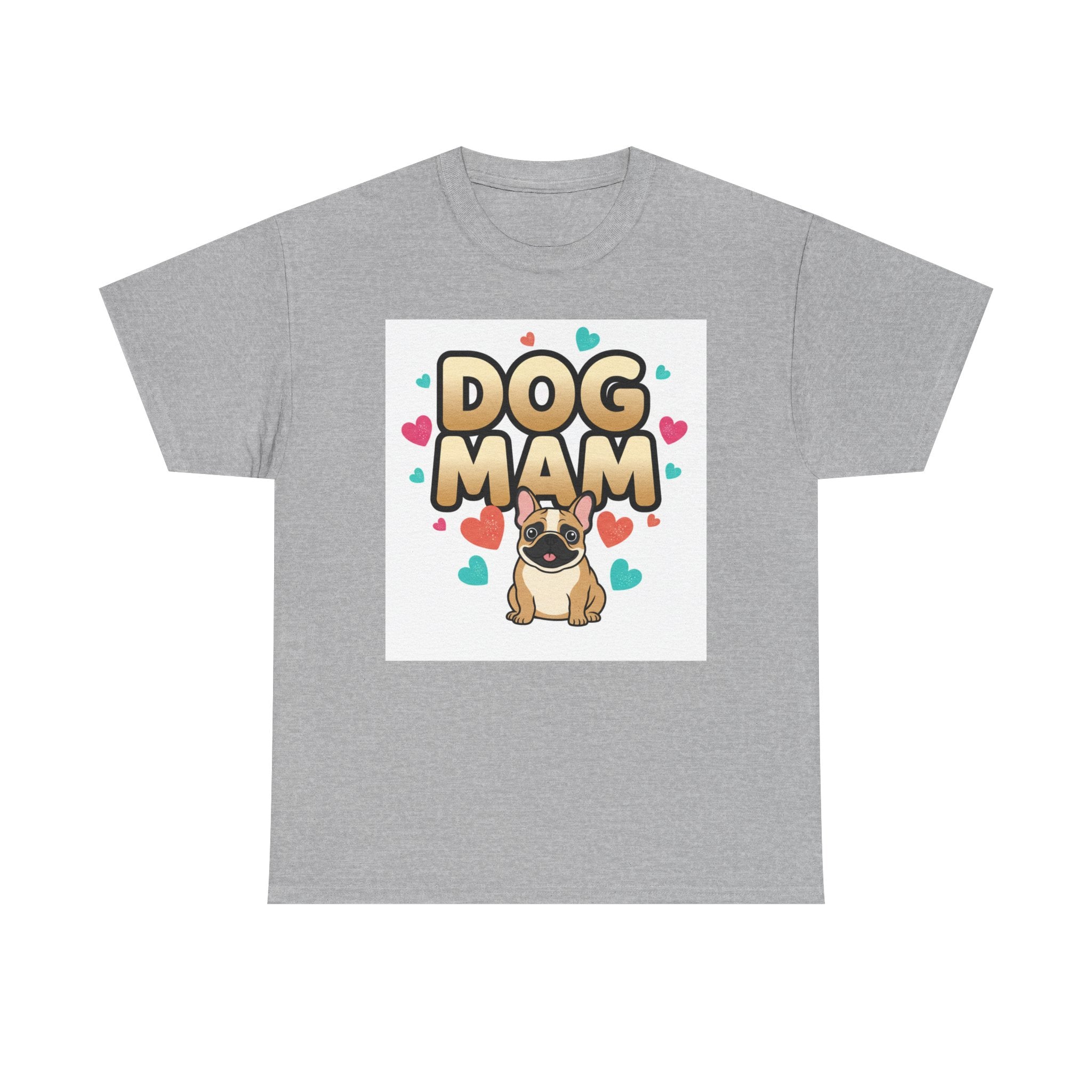Dog Mom T-Shirt — Cute Pug Design with Hearts, Perfect Gift for Dog Lovers