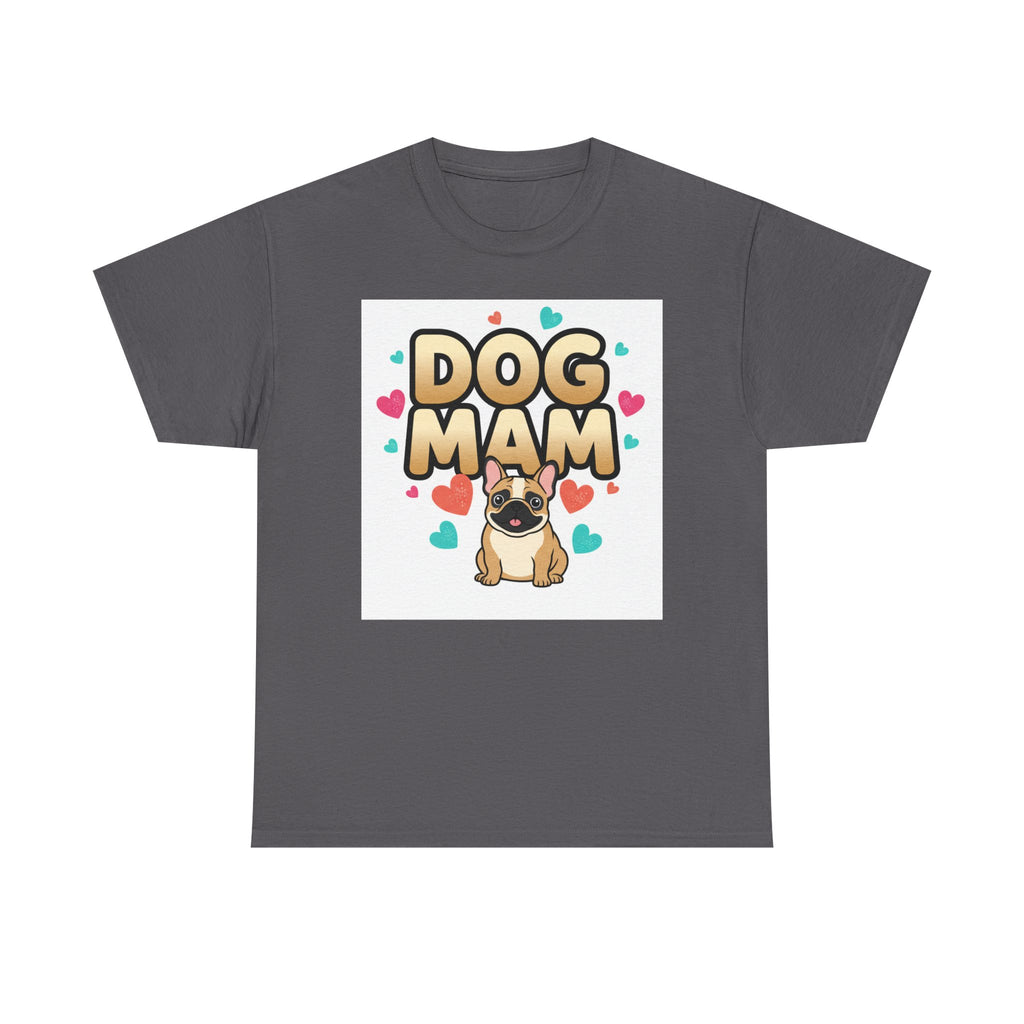 Dog Mom T-Shirt — Cute Pug Design with Hearts, Perfect Gift for Dog Lovers