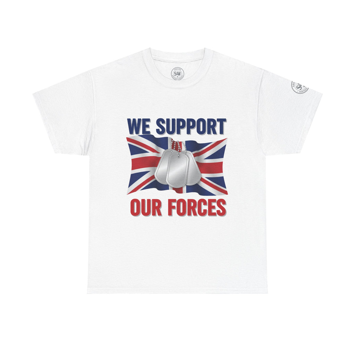 Support Our Forces Union Jack and dog tags T-shirt