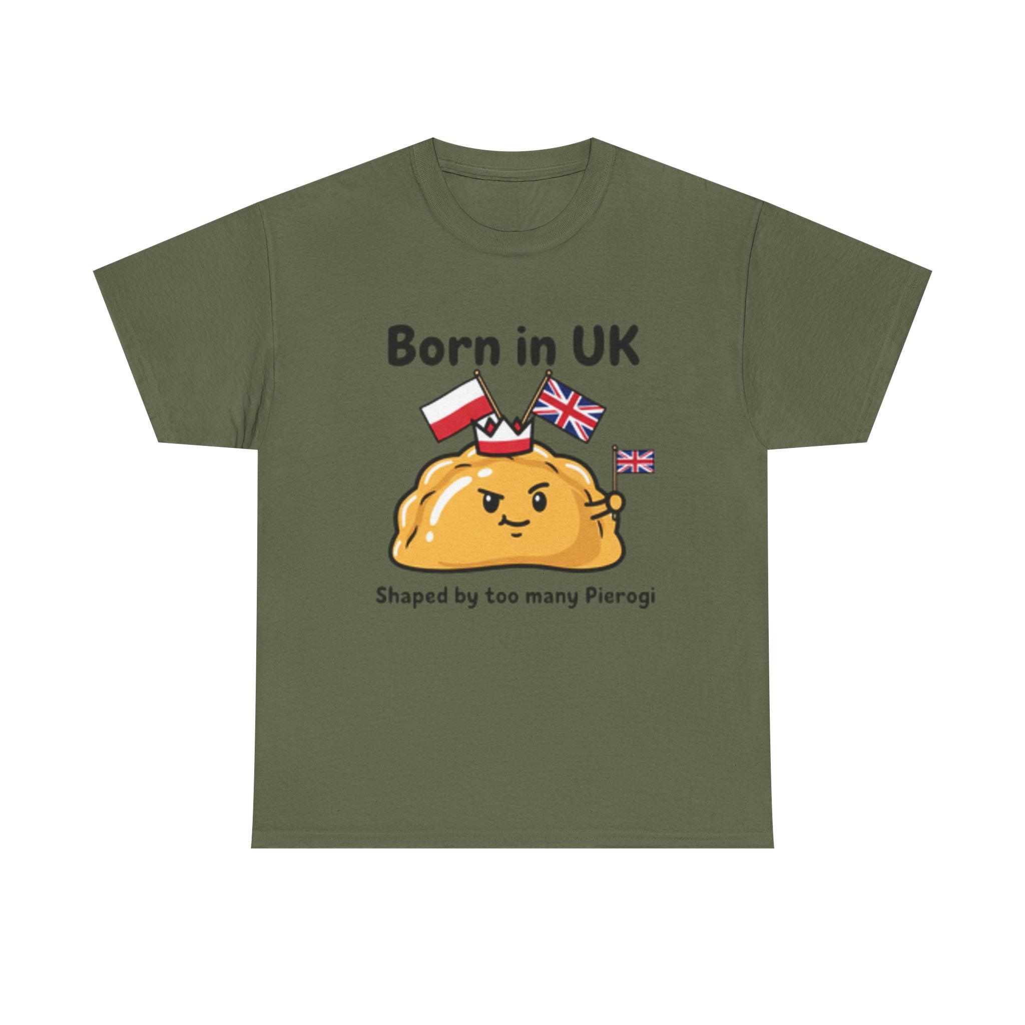 Born in UK Pierogi T‑Shirt — Funny Polish‑British Pride Tee