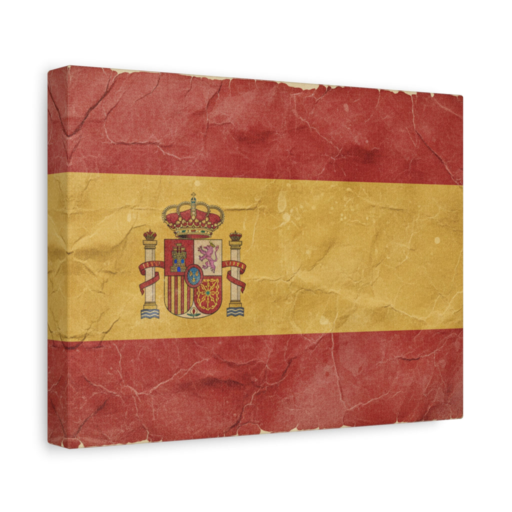 Spanish Flag Vintage Canvas Print — Matte Stretched Wall Art