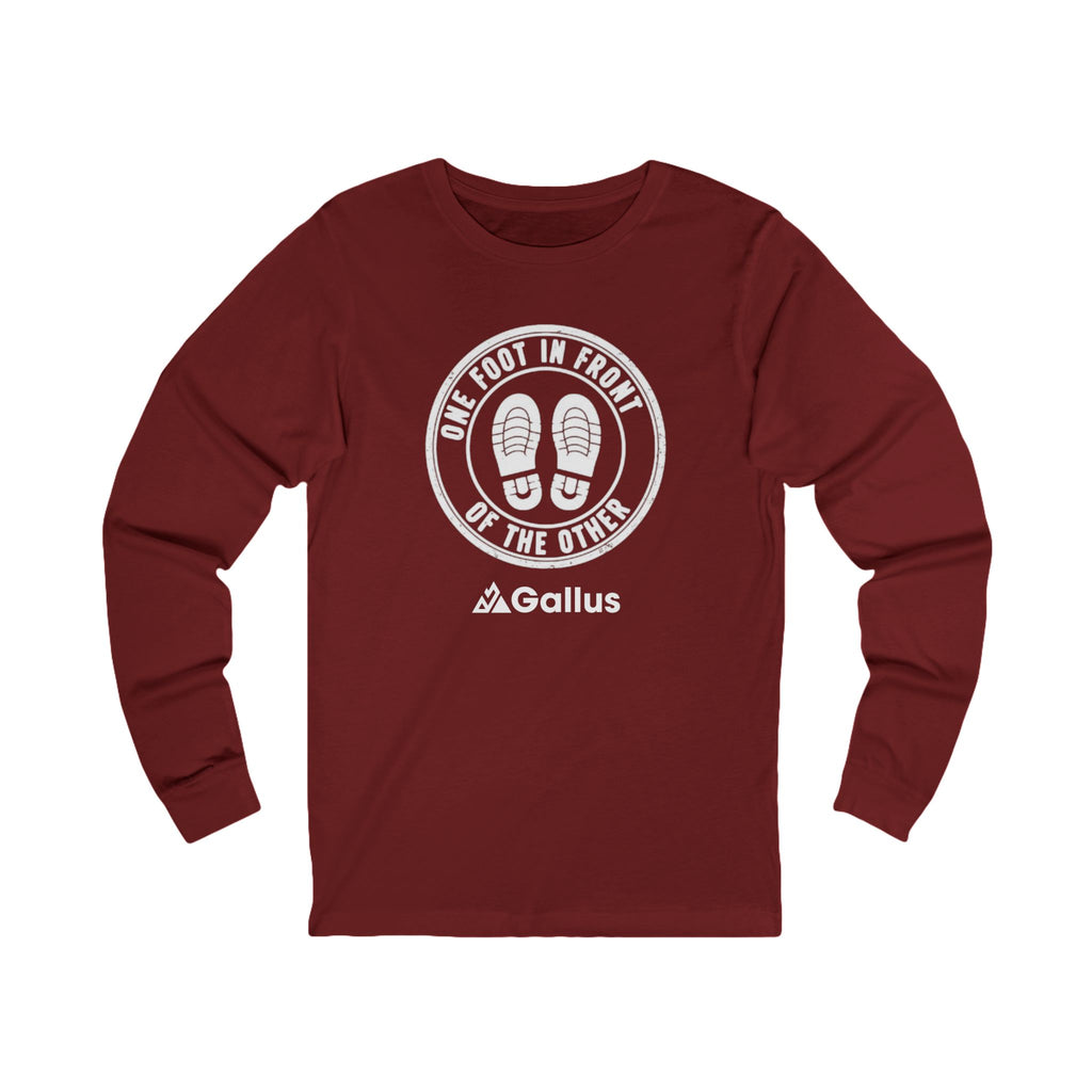 Long Sleeve Tee — "One Foot in Front of the Other" Motivational Graphic