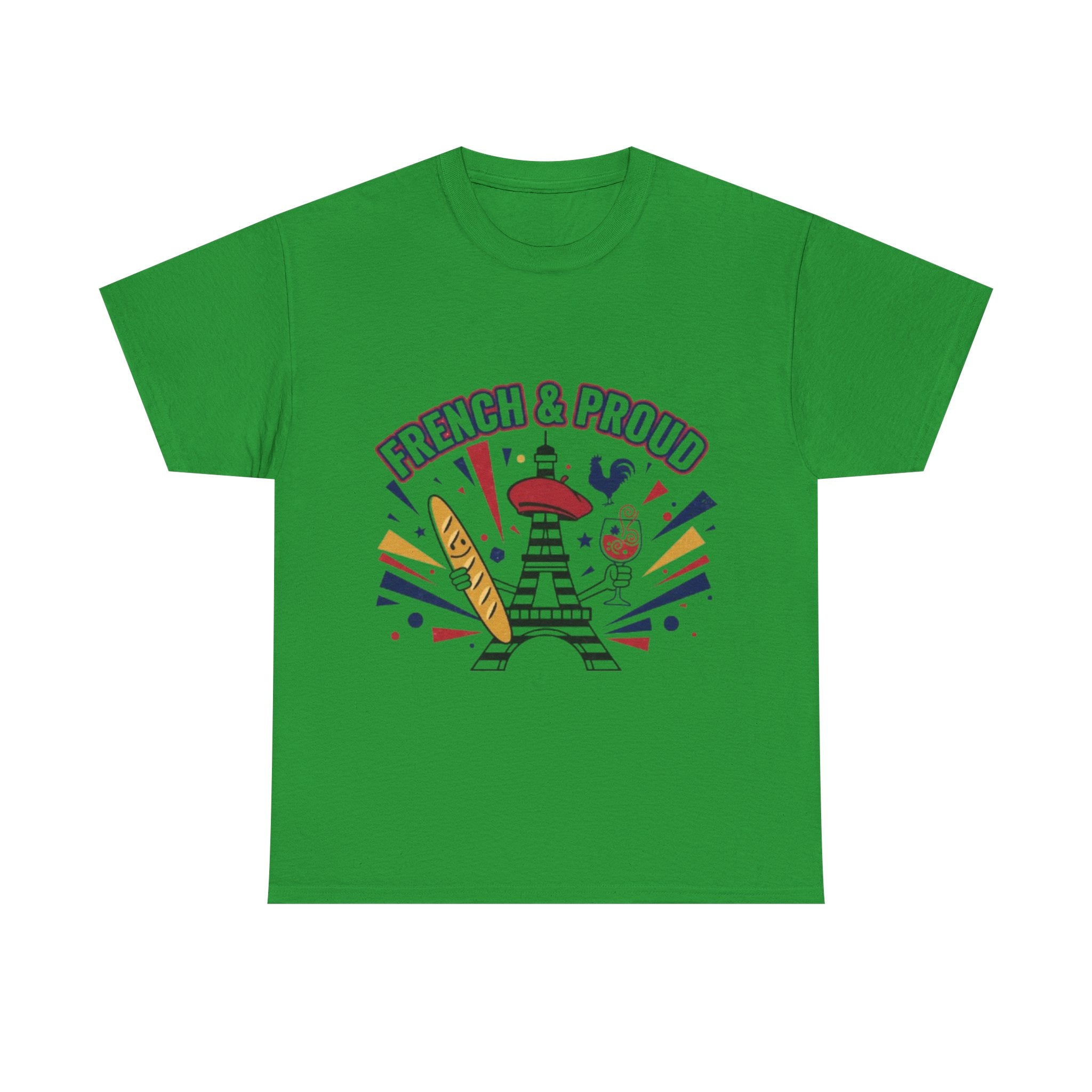 French & Proud T-Shirt — Eiffel Tower, Baguette & Wine Graphic Tee