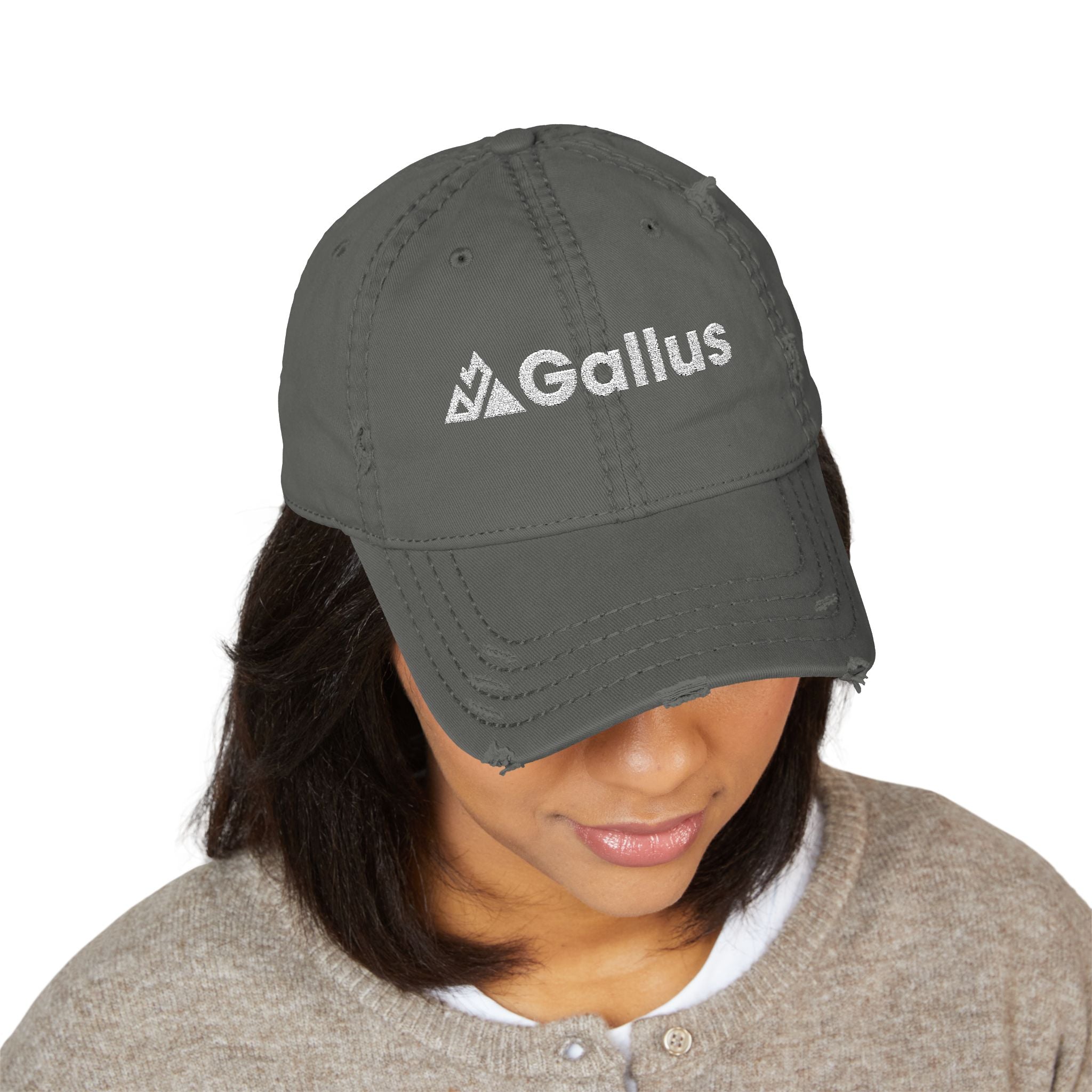 Distressed Embroidered Dad Hat - 'GALLUS' Vintage Cotton Cap