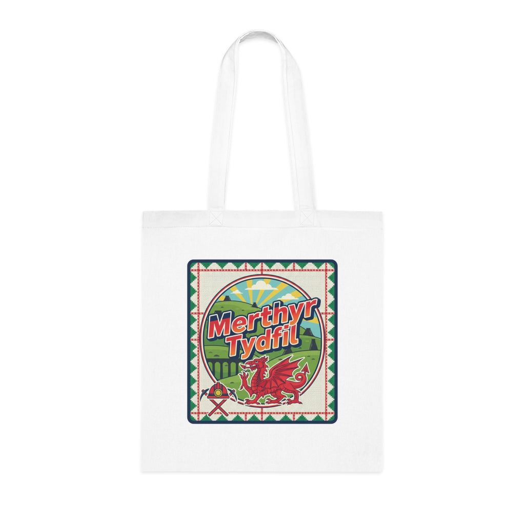 Merthyr Tydfil Welsh Pride Cotton Tote — Vintage Dragon Market Bag