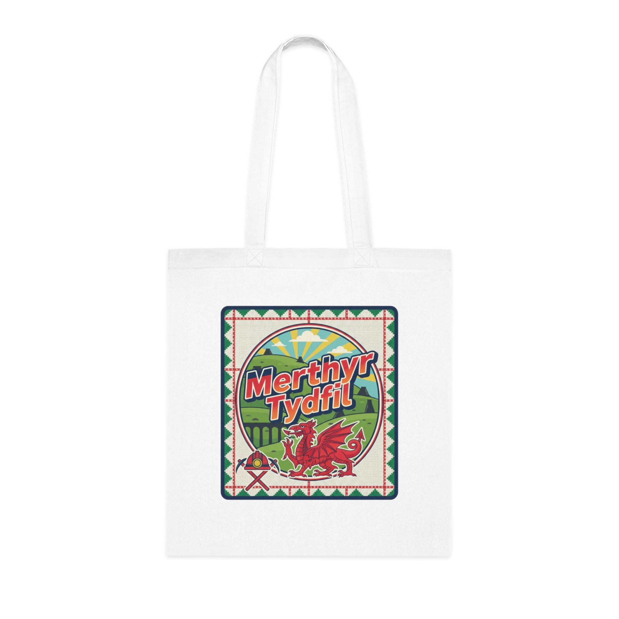 Merthyr Tydfil Welsh Pride Cotton Tote — Vintage Dragon Market Bag