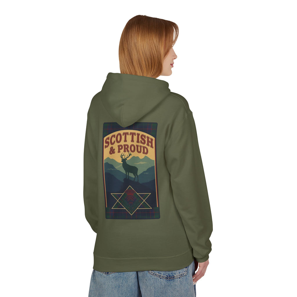 Scottish Hoodie — "Scottish & Proud" Vintage Stag Graphic Pullover