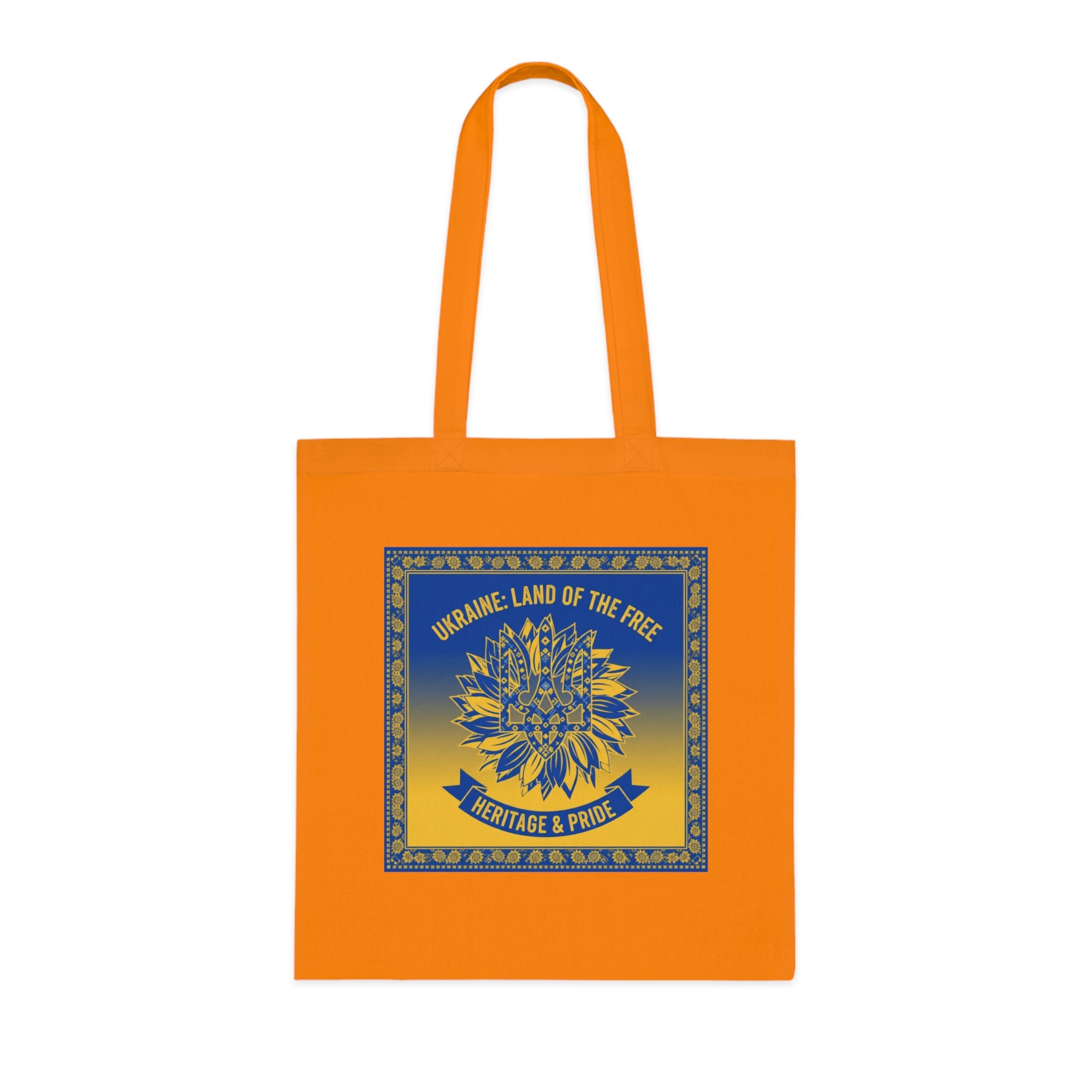 Ukraine Heritage & Pride Cotton Tote — Land of the Free Sunflower Design
