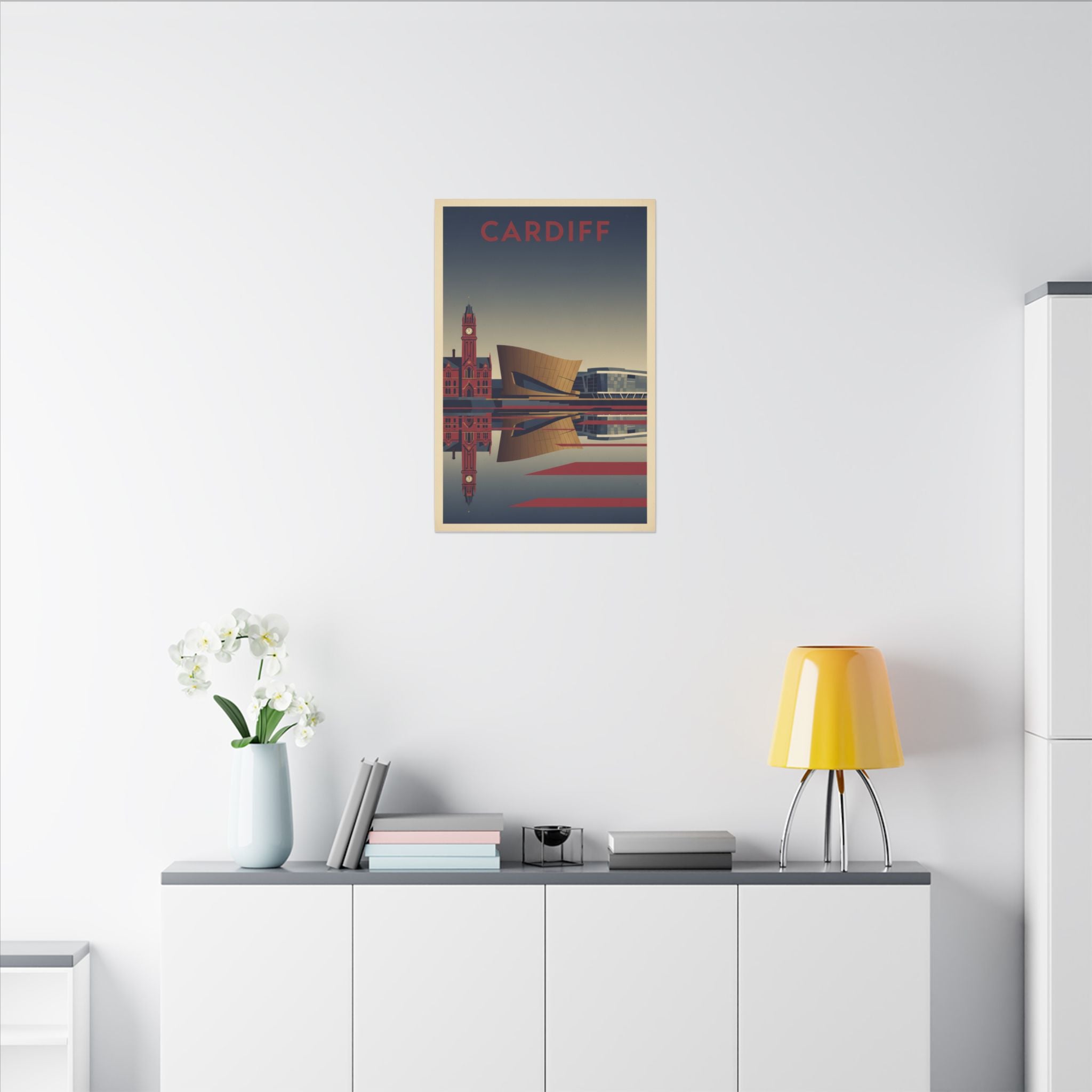 Cardiff Bay waterfront Matte Canvas Print Stretched Wall Art