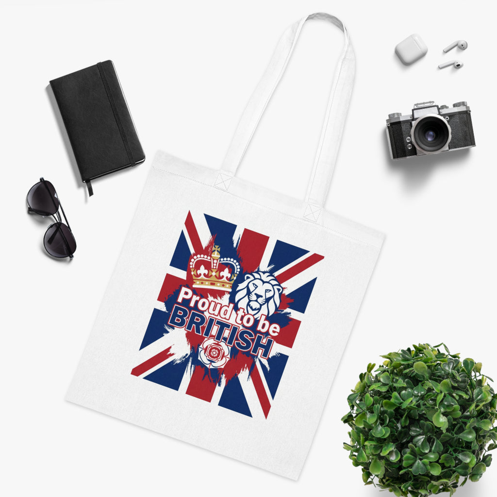 British Flag Tote Bag – "Proud to be British" Cotton Shopping Tote
