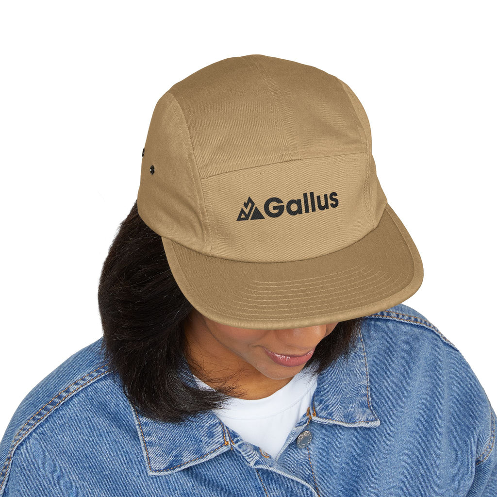 Gallus Embroidered 5-Panel Cap — Minimal Logo Cotton Camper Hat