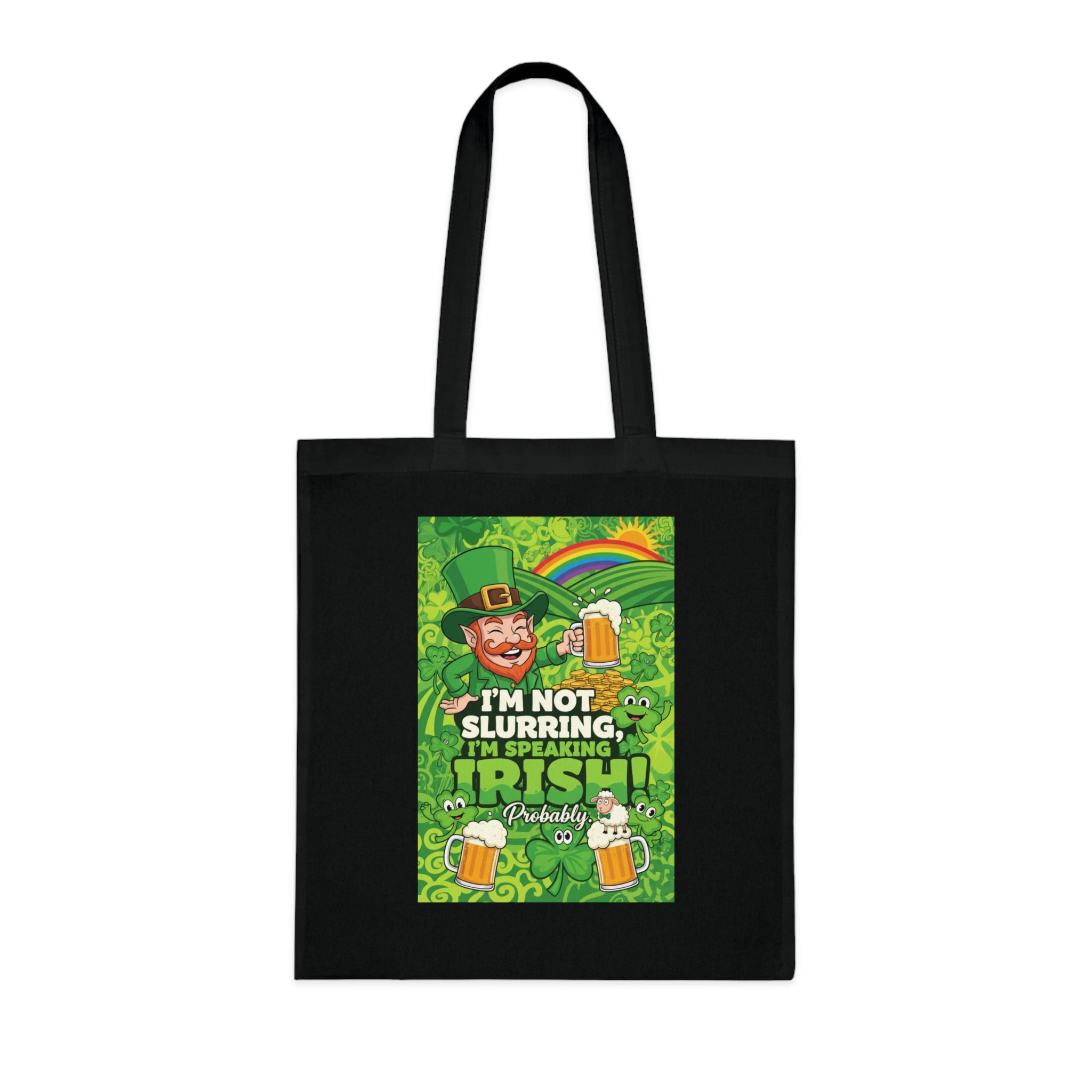 St. Patrick's Day Tote Bag - "I'm Not Slurring, I'm Speaking Irish" Cotton Grocery Tote
